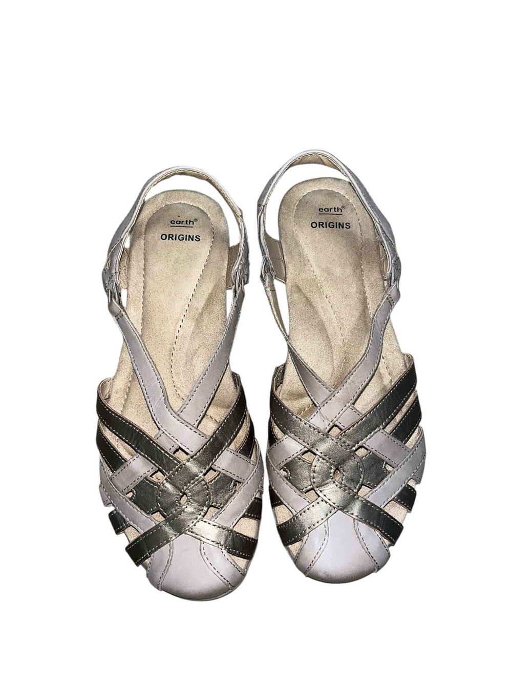 Earth Origins Belle Brielle Leather Fisherman Sandals Beige Slingback 
Size 9 W